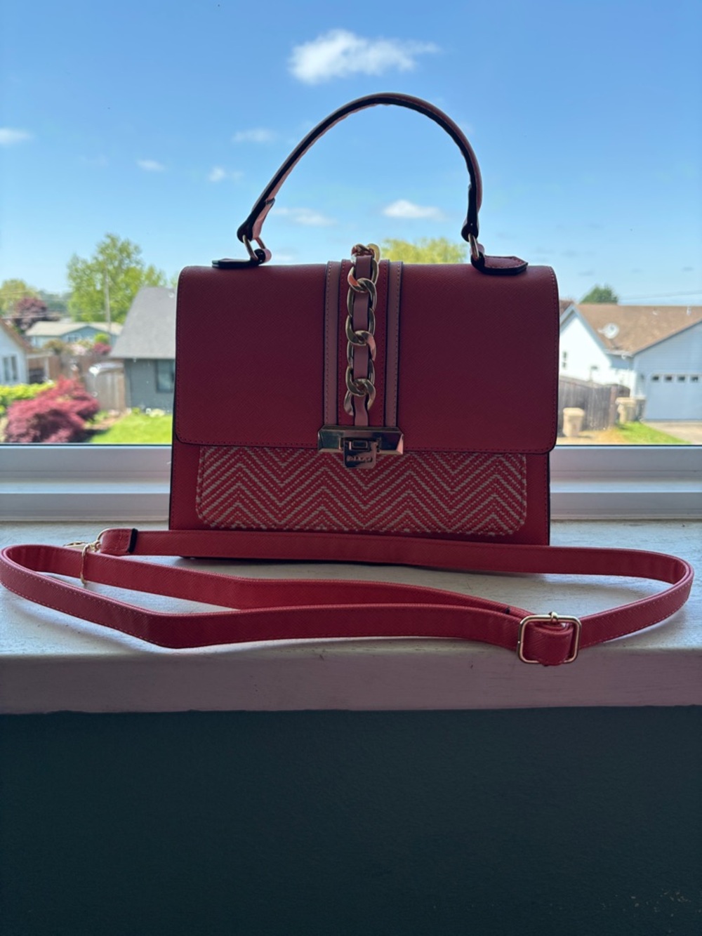 Aldo Coral Top-Handle Crossbody Bag with Chain Detail